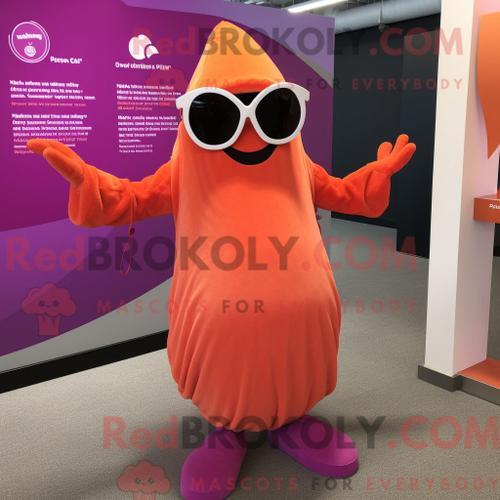 Costume De Mascotte Redbrokoly De Personnage Orange Magenta Habillé... on Productcaster.