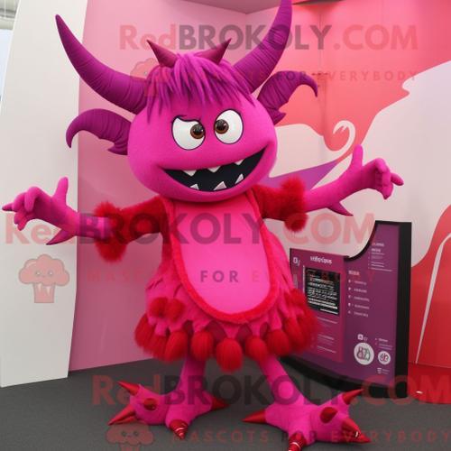 Costume Mascotte Redbrokoly Du Diable Magenta Personnage Habillé Av... on Productcaster.