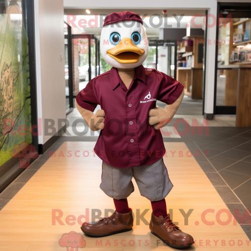 Costume De Mascotte Redbrokoly Maroon Gosling Habillé D Une Chemise... on Productcaster.