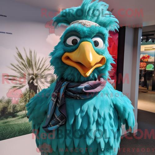 Costume Mascotte Redbrokoly De Poules Turquoise Personnage Habillé ... on Productcaster.