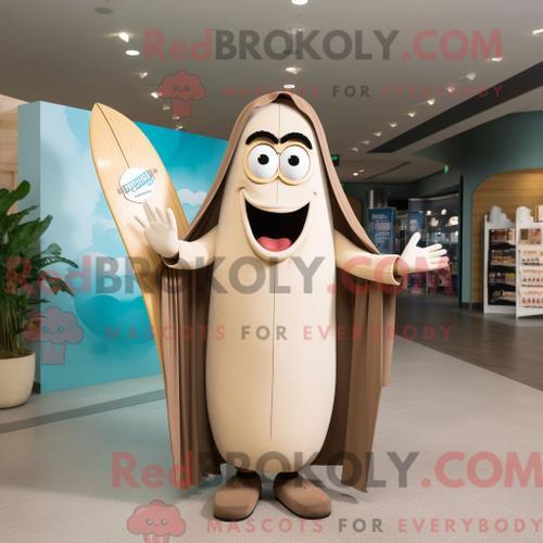 Mascotte Redbrokoly De Personnage De Planche De Surf Beige Habillé ... on Productcaster.