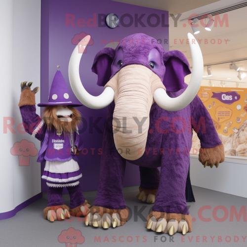 Personnage Mascotte Redbrokoly D Un Mammouth Violet Habillé D Une R... on Productcaster.