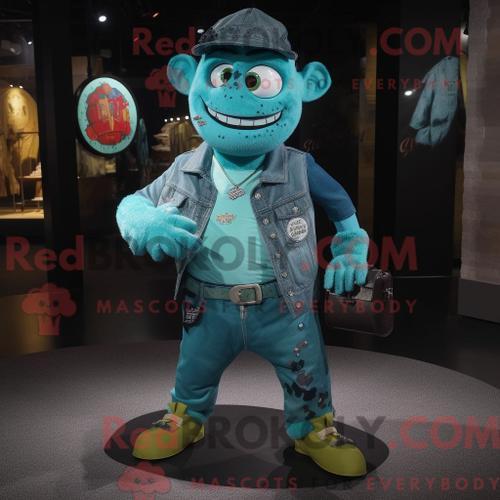 Costume De Mascotte Redbrokoly De Frankenstein Turquoise Habillé D ... on Productcaster.