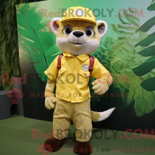 Costume Mascotte Redbrokoly De Civette Jaune Citron Habillé D Un Sh... on Productcaster.