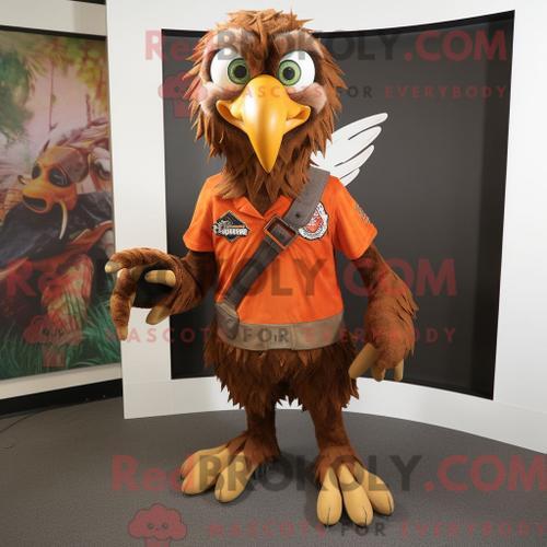 Costume De Mascotte Redbrokoly D Aigle De Rouille Habillé D Une Com... on Productcaster.