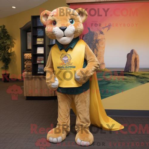 Costume De Mascotte Redbrokoly De Lion De Montagne En Or Habillé D ... on Productcaster.