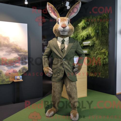 Costume De Mascotte Redbrokoly De Lapin Sauvage Olive Habillé D Une... on Productcaster.