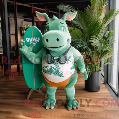 Personnage Mascotte Redbrokoly De Rhinocéros Vert Habillé Avec Un S... on Productcaster.