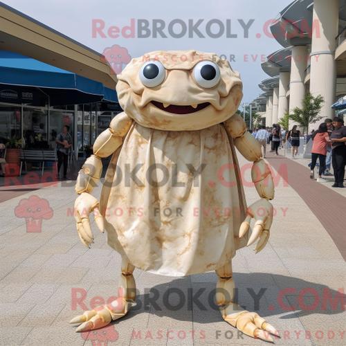 Costume De Mascotte Redbrokoly De Beignets De Crabe Beige Habillé D... on Productcaster.