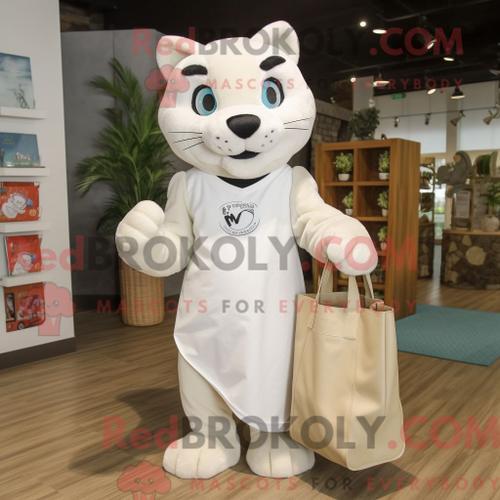 Costume Mascotte Redbrokoly De Puma Blanc Personnage Habillé D Une ... on Productcaster.