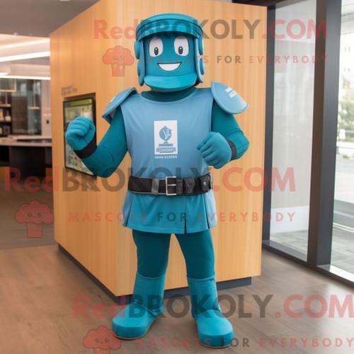 Costume De Mascotte Redbrokoly De Soldat Spartiate Bleu Sarcelle Ha... on Productcaster.