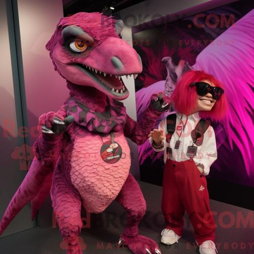 Costume Mascotte Redbrokoly De Velociraptor Magenta Personnage Habi... on Productcaster.