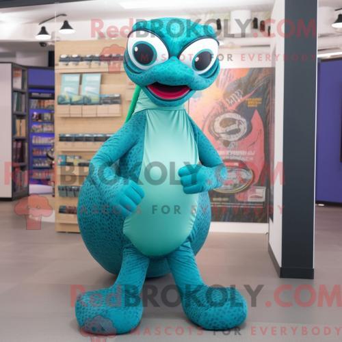 Costume De Mascotte Redbrokoly De Python Bleu Sarcelle Habillé Avec... on Productcaster.