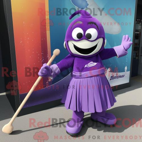 Mascotte Redbrokoly De Bâton De Hockey Sur Glace Violet Personnage ... on Productcaster.