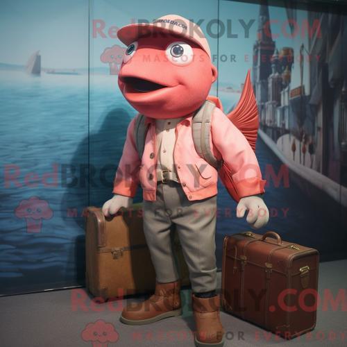 Costume Mascotte Redbrokoly De Saumon Rose Personnage Habillé D Une... on Productcaster.