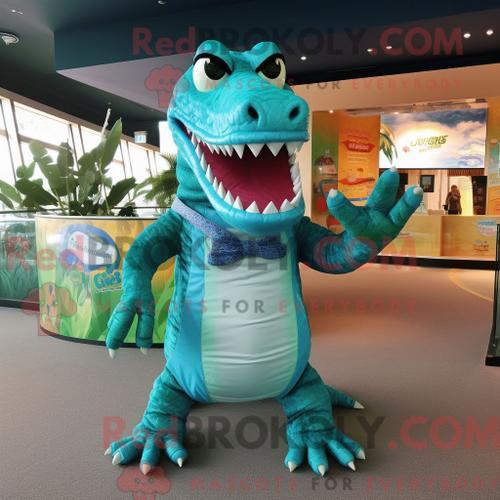 Costume Mascotte Redbrokoly De Crocodile Turquoise Personnage Habil... on Productcaster.