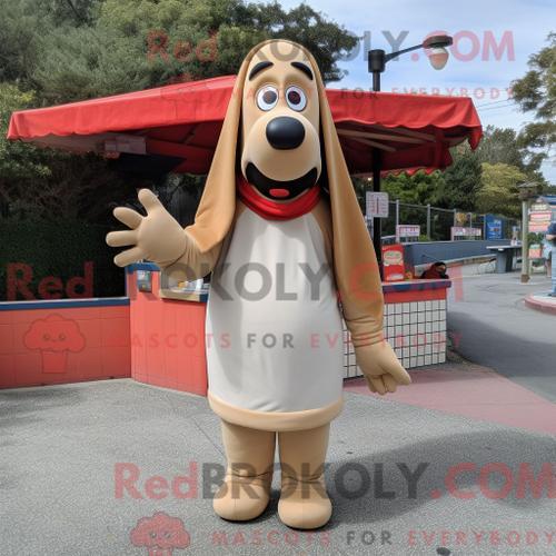 Costume De Mascotte Redbrokoly De Tan Hot Dogs Habillé Avec Un Swea... on Productcaster.