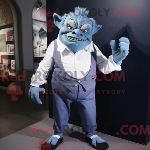 Costume Mascotte Redbrokoly D Ogre Bleu Personnage Habillé D Une Bl... on Productcaster.