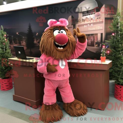 Personnage De Costume De Mascotte Redbrokoly Rose Marron Habillé Av... on Productcaster.