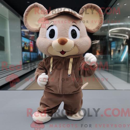 Mascotte Redbrokoly De Personnage De Souris Marron Habillé Avec Une... on Productcaster.