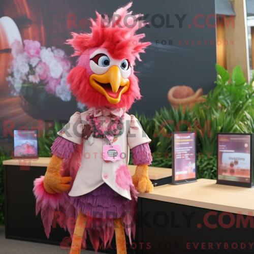 Costume Mascotte Redbrokoly De Coqs Roses Personnage Habillé D Un C... on Productcaster.