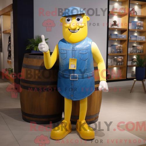 Personnage Mascotte Redbrokoly De Bouteille Bleue De Moutarde Habil... on Productcaster.