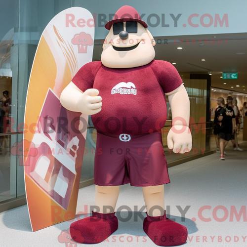 Costume De Mascotte Redbrokoly Maroon Strongman Habillé Avec Un Sho... on Productcaster.