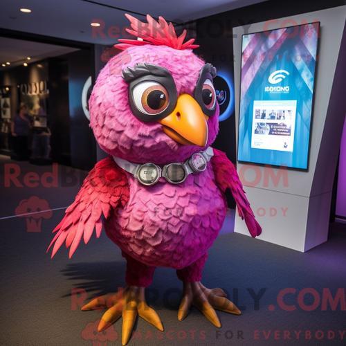 Costume Mascotte Redbrokoly De Caille Magenta Personnage Habillé Av... on Productcaster.