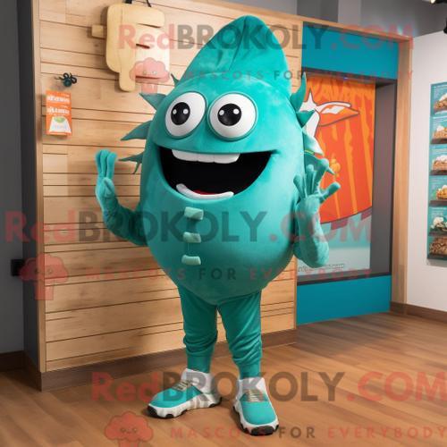 Costume Mascotte Redbrokoly De Tacos Turquoise Personnage Habillé A... on Productcaster.