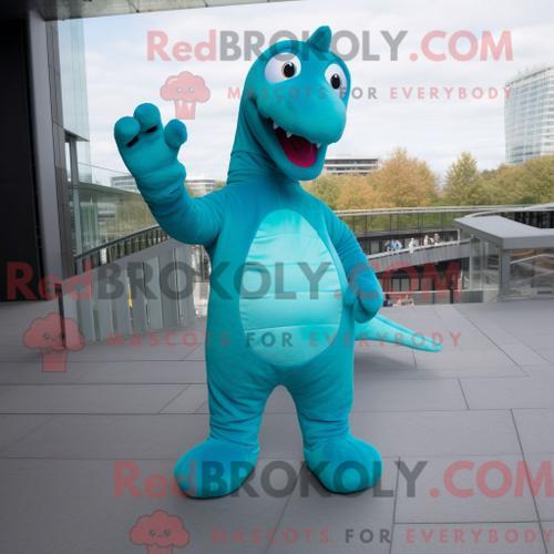 Costume Mascotte Redbrokoly Diplodocus Turquoise Personnage Habillé... on Productcaster.