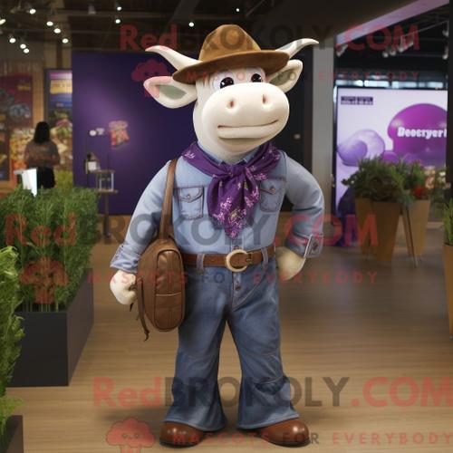 Costume De Mascotte Redbrokoly De Boeuf Violet Stroganoff Habillé D... on Productcaster.