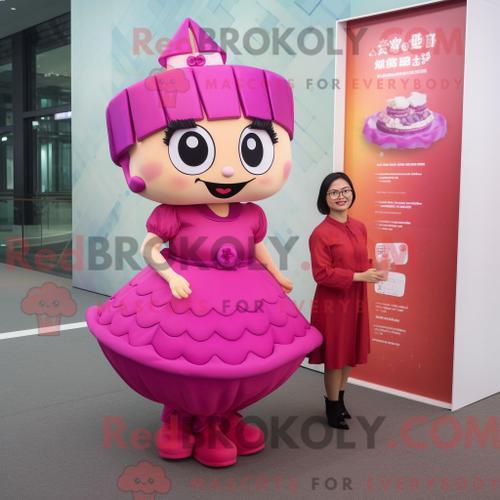 Costume Mascotte Redbrokoly Magenta Dim Sum Personnage Habillé Avec... on Productcaster.