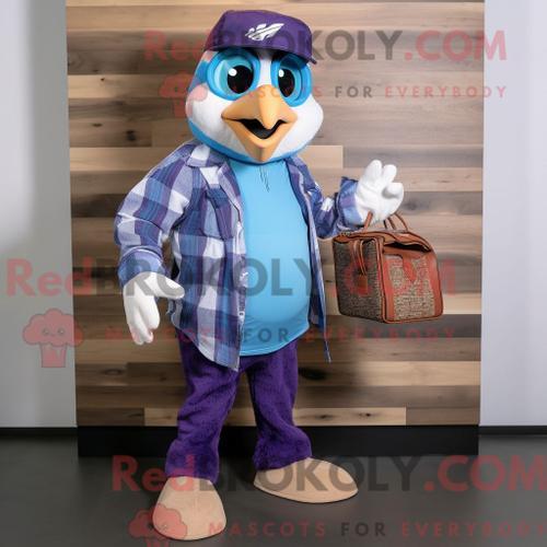 Costume De Mascotte Redbrokoly De Jay Bleu Violet Habillé D Une Che... on Productcaster.