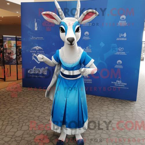 Costume Mascotte Redbrokoly De Gazelle Bleue Personnage Habillé Ave... on Productcaster.