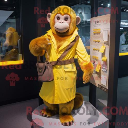 Costume De Mascotte Redbrokoly De Singe Jaune Habillé D Une Robe Po... on Productcaster.