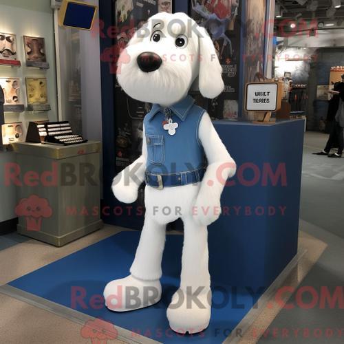 Costume Mascotte Redbrokoly De Chien Blanc Habillé D Un Jean Bootcu... on Productcaster.