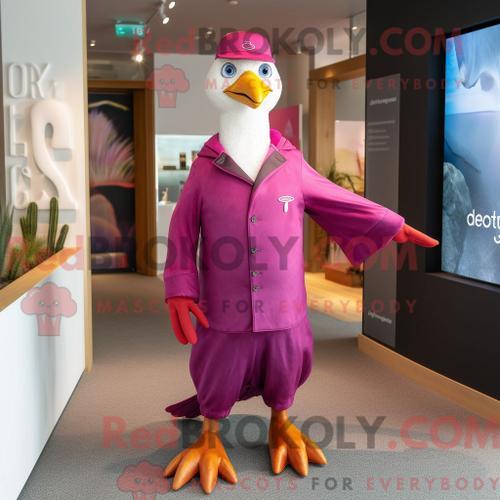 Costume De Mascotte Redbrokoly Magenta Seagull Habillé D Une Combis... on Productcaster.