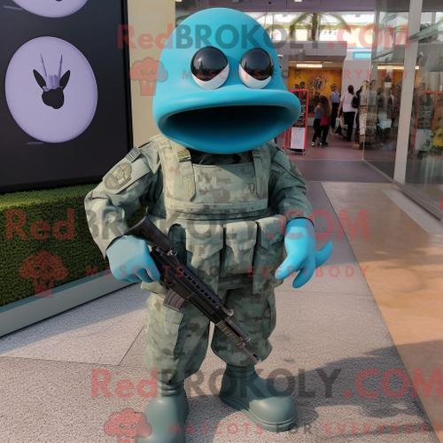 Costume De Mascotte Redbrokoly De Soldat De L Armée Bleu Sarcelle H... on Productcaster.