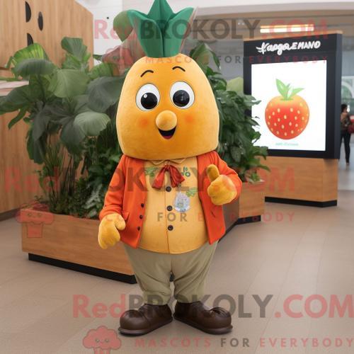 Costume De Mascotte Redbrokoly Tan Mango Habillé Avec Une Veste Et ... on Productcaster.