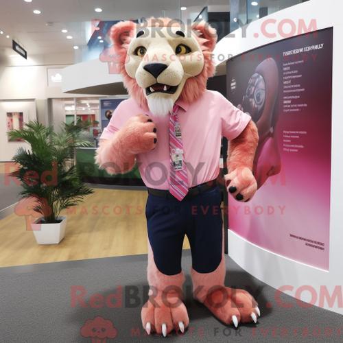 Costume Mascotte Redbrokoly De Smilodon Rose Personnage Habillé Ave... on Productcaster.