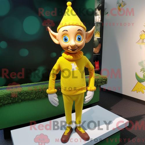 Costume De Mascotte Redbrokoly D Elfe Jaune Personnage Habillé D Un... on Productcaster.