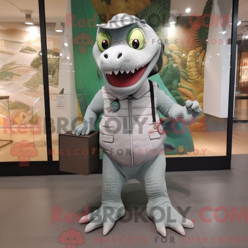 Costume Mascotte Redbrokoly De Crocodile Argenté Personnage Habillé... on Productcaster.