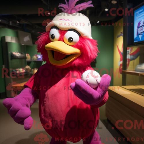 Personnage Mascotte Redbrokoly Magenta Hens Habillé Avec Un T-Shirt... on Productcaster.