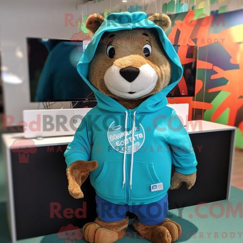 Costume Mascotte Redbrokoly De Capybara Turquoise Personnage Habill... on Productcaster.