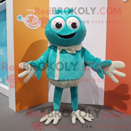 Costume De Mascotte Redbrokoly De Gâteaux De Crabe Bleu Sarcelle Ha... on Productcaster.