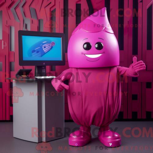 Personnage De Costume De Mascotte Redbrokoly D Ordinateur Magenta H... on Productcaster.