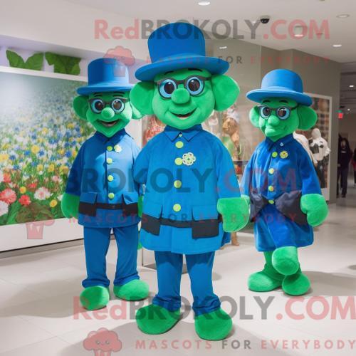 Costume Mascotte Redbrokoly Blue Bunch Of Shamrocks Habillé Avec Un... on Productcaster.