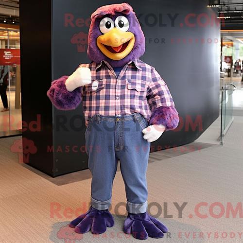 Personnage De Costume De Mascotte Redbrokoly De Poulet Violet Habil... on Productcaster.