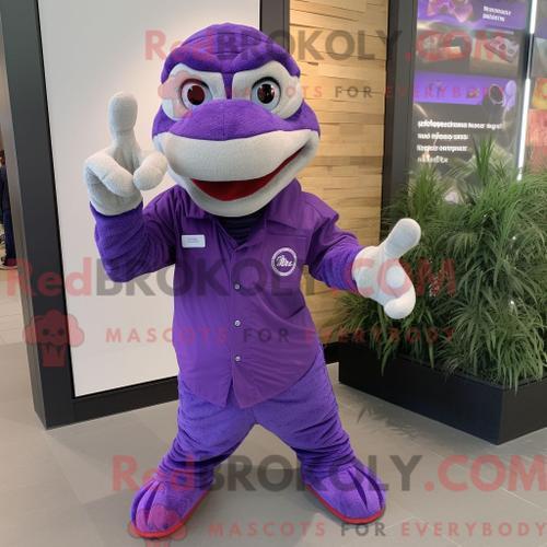 Costume Mascotte Redbrokoly De Python Violet Habillé D Une Chemise ... on Productcaster.