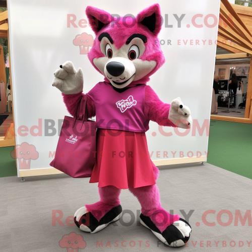 Costume De Mascotte Redbrokoly De Loup Magenta Habillé D Une Mini R... on Productcaster.